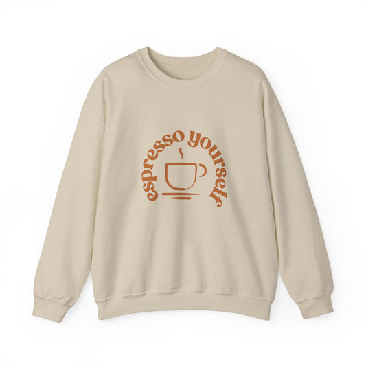Espresso Yourself Crewneck Sweatshirt - Cozy Coffee Lover Gift, Unisex Sweatshirt, Casual Wear, Fall Fashion, Gift for Baristas