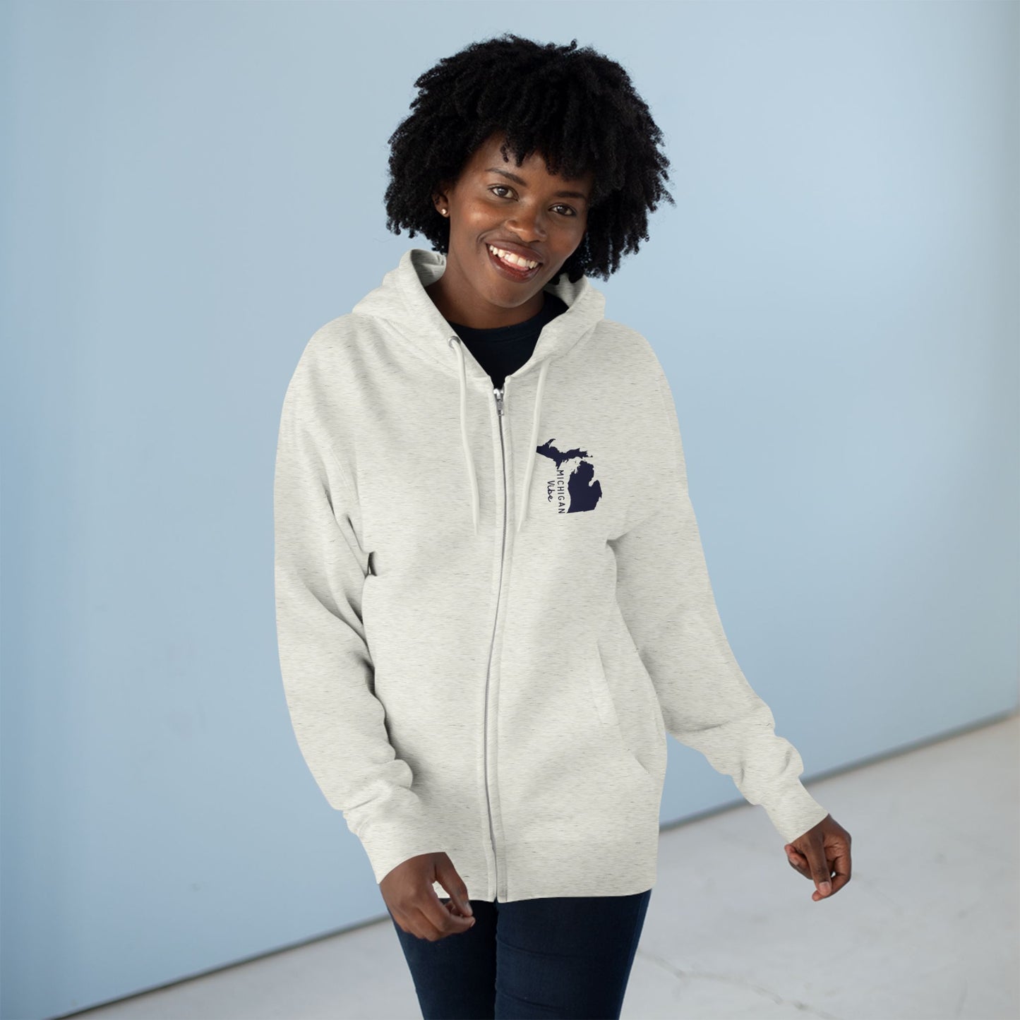 Michigan Outline Zip Hoodie - Small Upper-Left State Logo